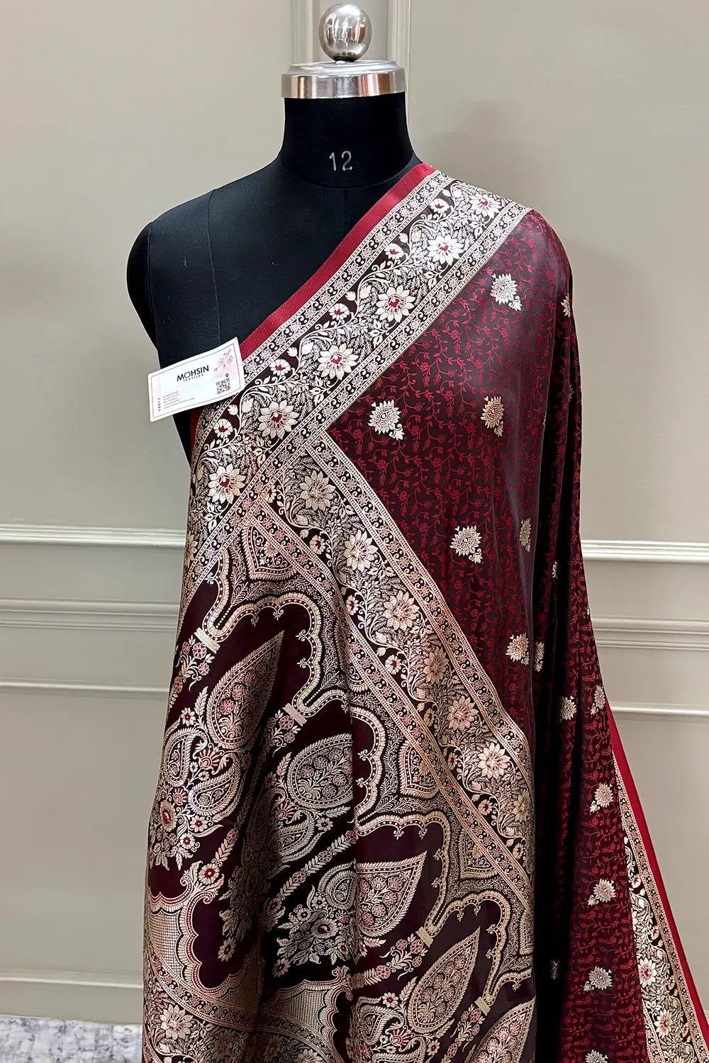 Maroon Golden Zari Katan Silk Banarasi Saree