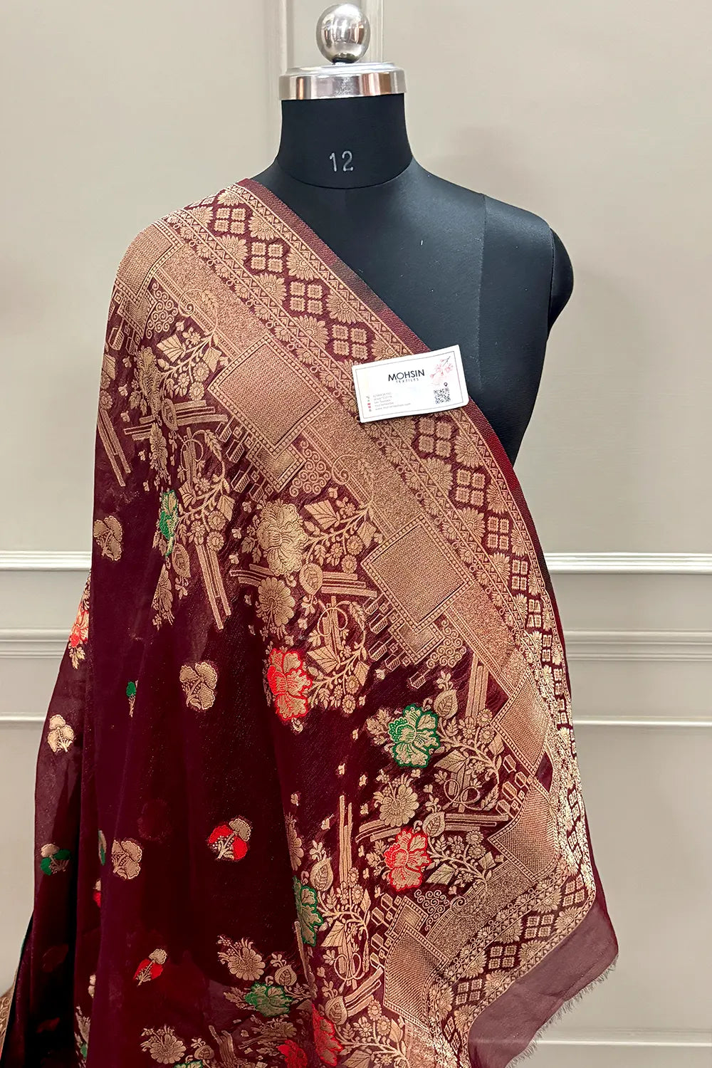 Maroon Resham Zari Banarasi Silk Saree