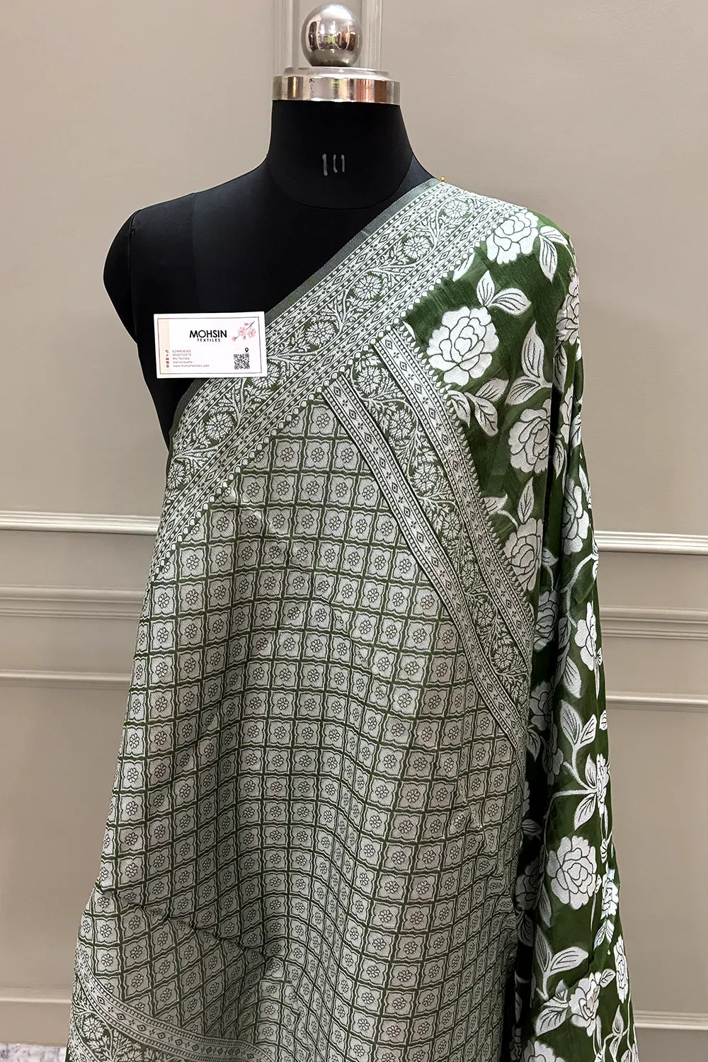 Mehendi Resham Zari Cotton Silk Banarasi Saree