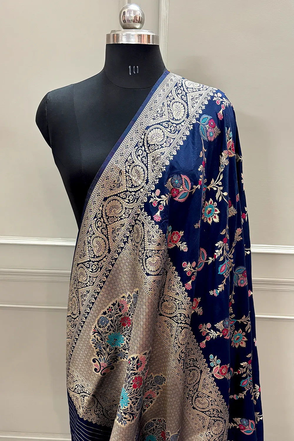 Navy Blue Golden Zari Silky Banarasi Saree