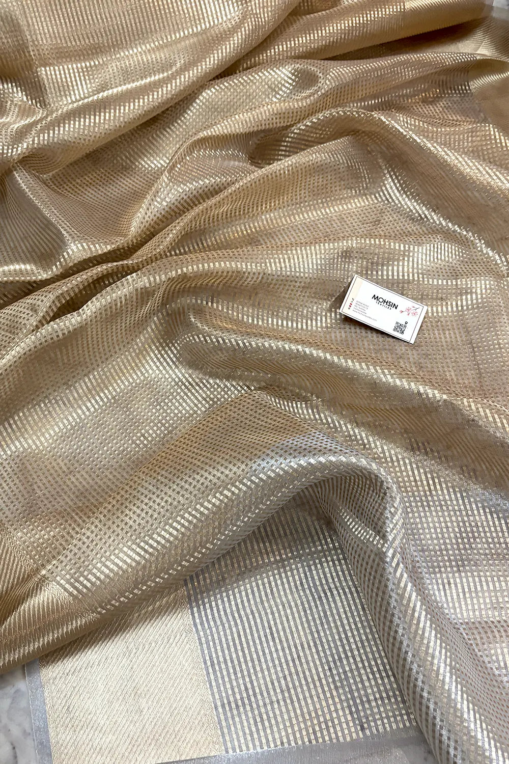 Nayanthara Beige Tissue Silk Banarasi Saree