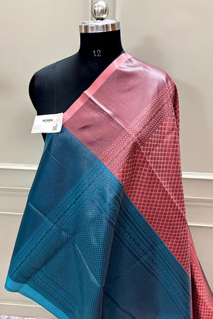 Peach Resham Zari Silk Banarasi Saree