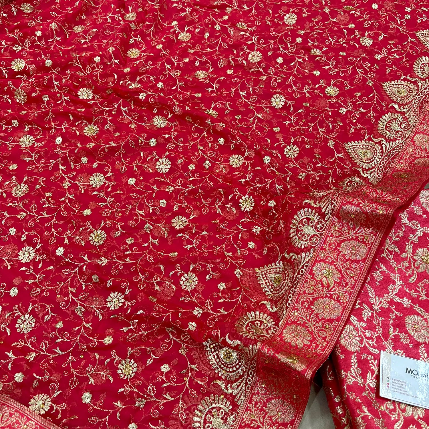 Peach Stone Work Kimkhab Silk Banarasi Gharara