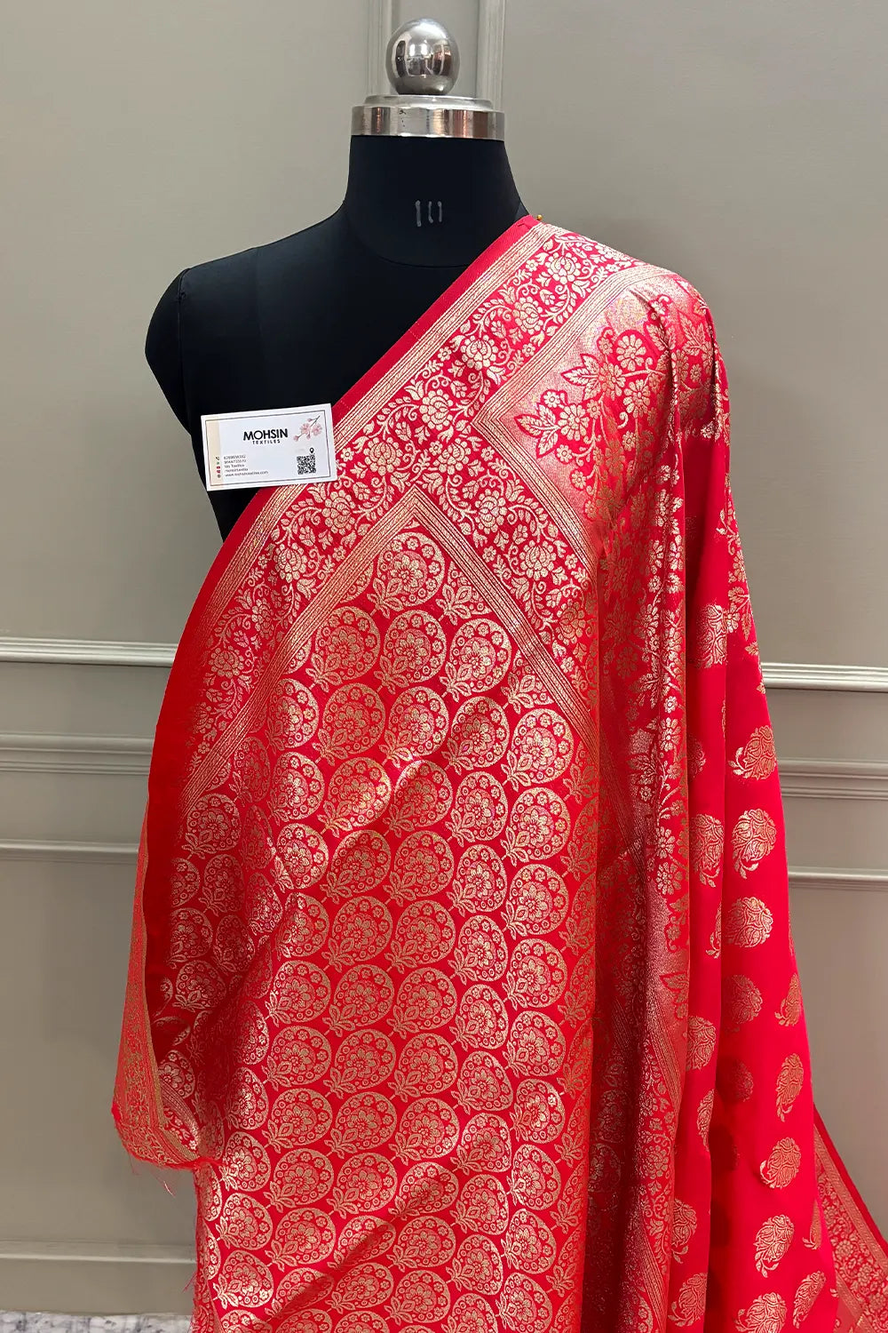 Pink Golden Zari Silky Banarasi Saree