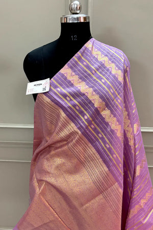 Pink Resham Zari Chanderi Silk Banarasi Saree