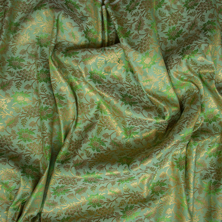 Pista Green Handloom Katan Brocade Silk Fabric