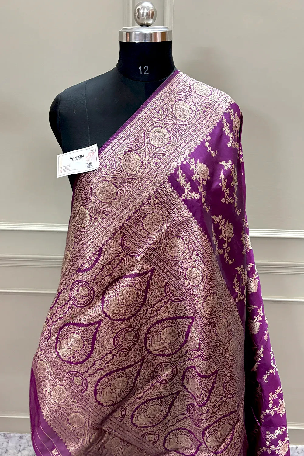 Purple Golden Zari Banarasi Silk Saree