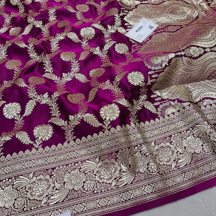 Purple Golden Zari Katan Silk Banarasi Saree