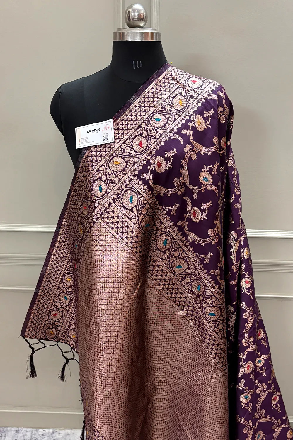 Purple Golden Zari Silky Banarasi Saree