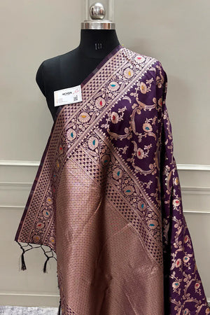 Purple Golden Zari Silky Banarasi Saree