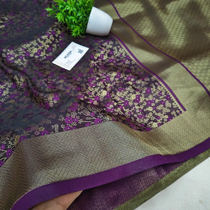 Purple Jamawar Katan Silk Banarasi Saree