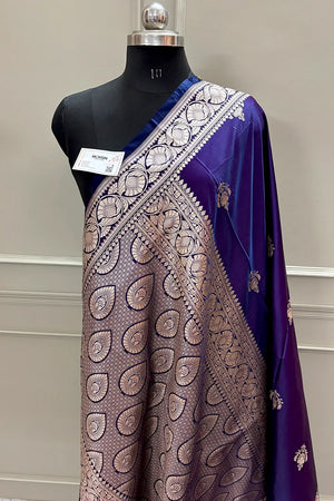 Purple Kohinoor Buti Katan Silk Banarasi Saree