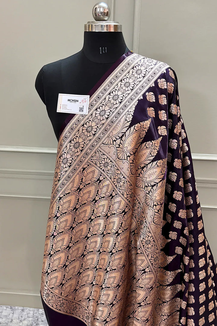 Purple Naagmani Buti Katan Silk Banarasi Saree