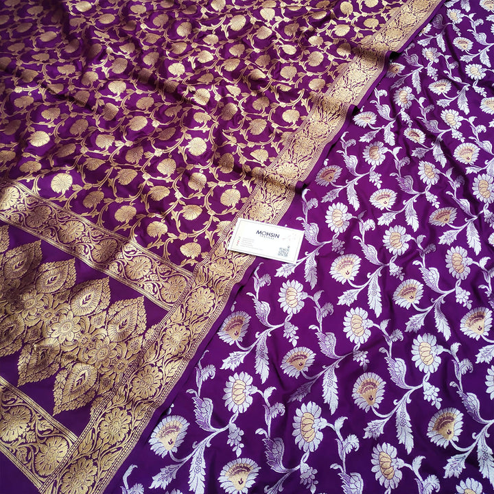 Purple Sona Rupa Jaal Katan Silk Banarasi Suit