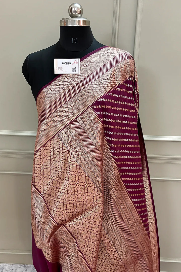 Purple Tent Buti Katan Silk Banarasi Saree