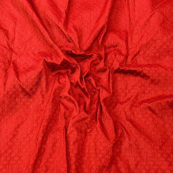Red Brocade Cotton Silk Banarasi Fabric