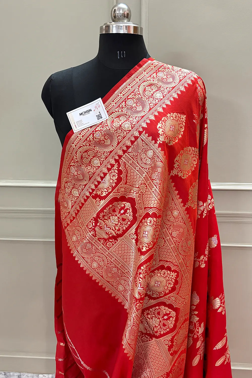 Red Golden Zari Katan Silk Banarasi Saree