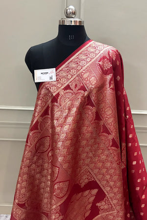Maroon Golden Zari Silky Banarasi Saree