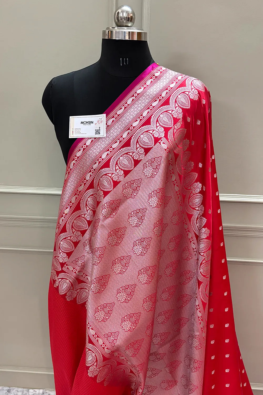 Red Jadi Buti Katan Silk Banarasi Saree