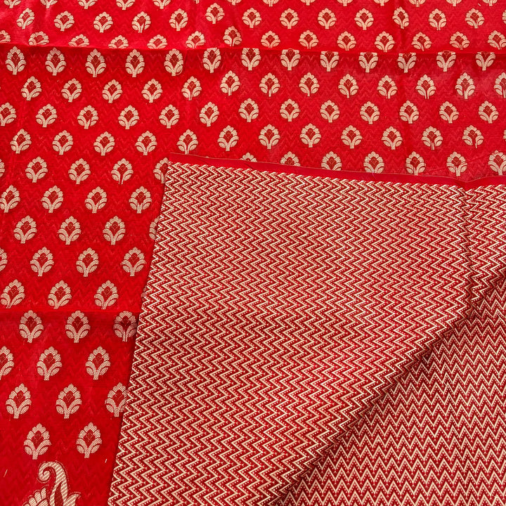 Red Jwala Buti Cotton Silk Banarasi Suit