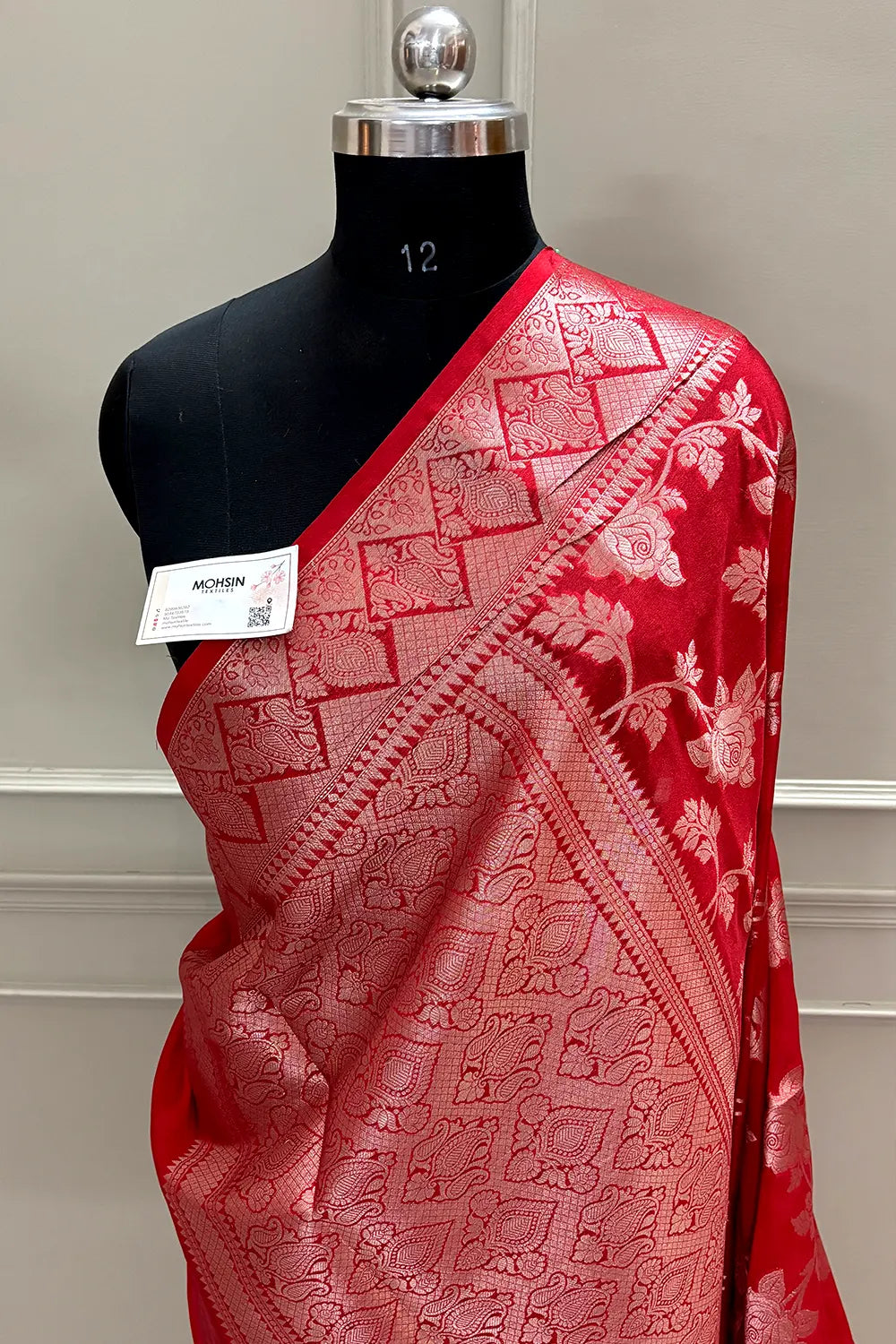 Red Zari Organza Silk Banarasi Saree