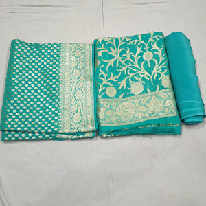 Sea Green Handloom Pure Georgette Banarasi Suit