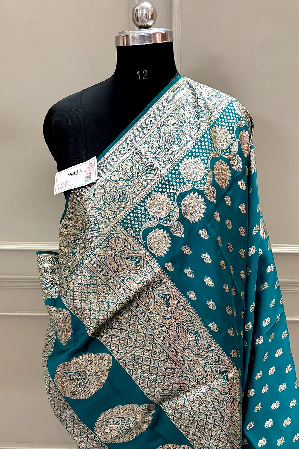 Teal Resham Zari Banarasi Silk Saree