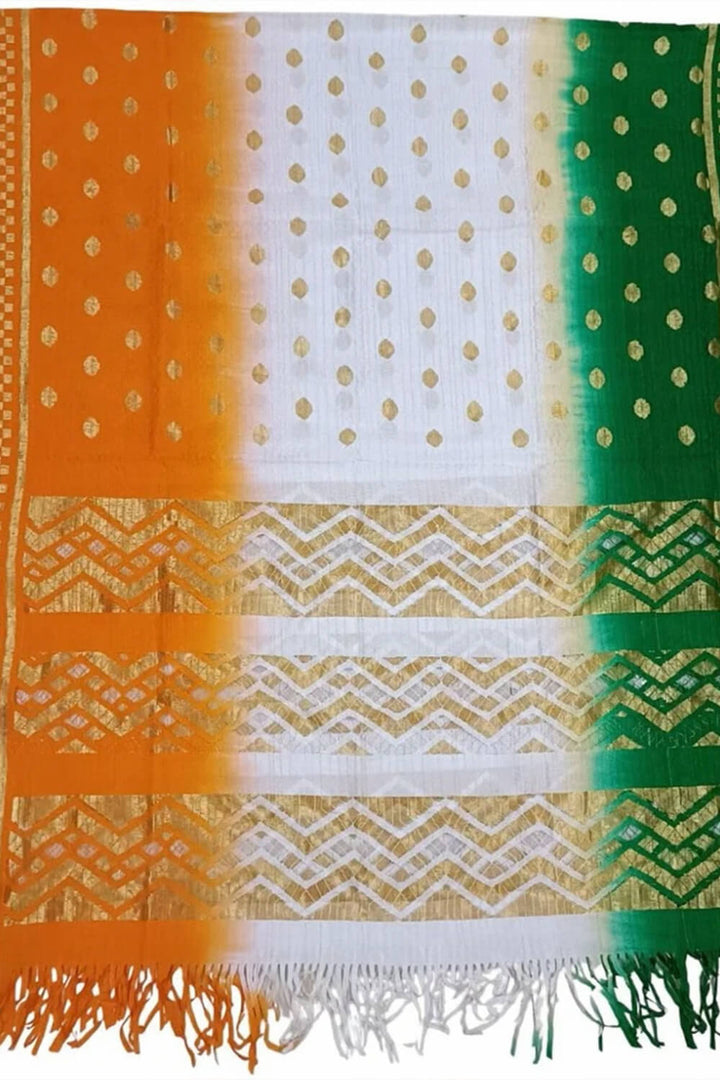 Tiranga Indian Flag Banarasi Silk Dupatta