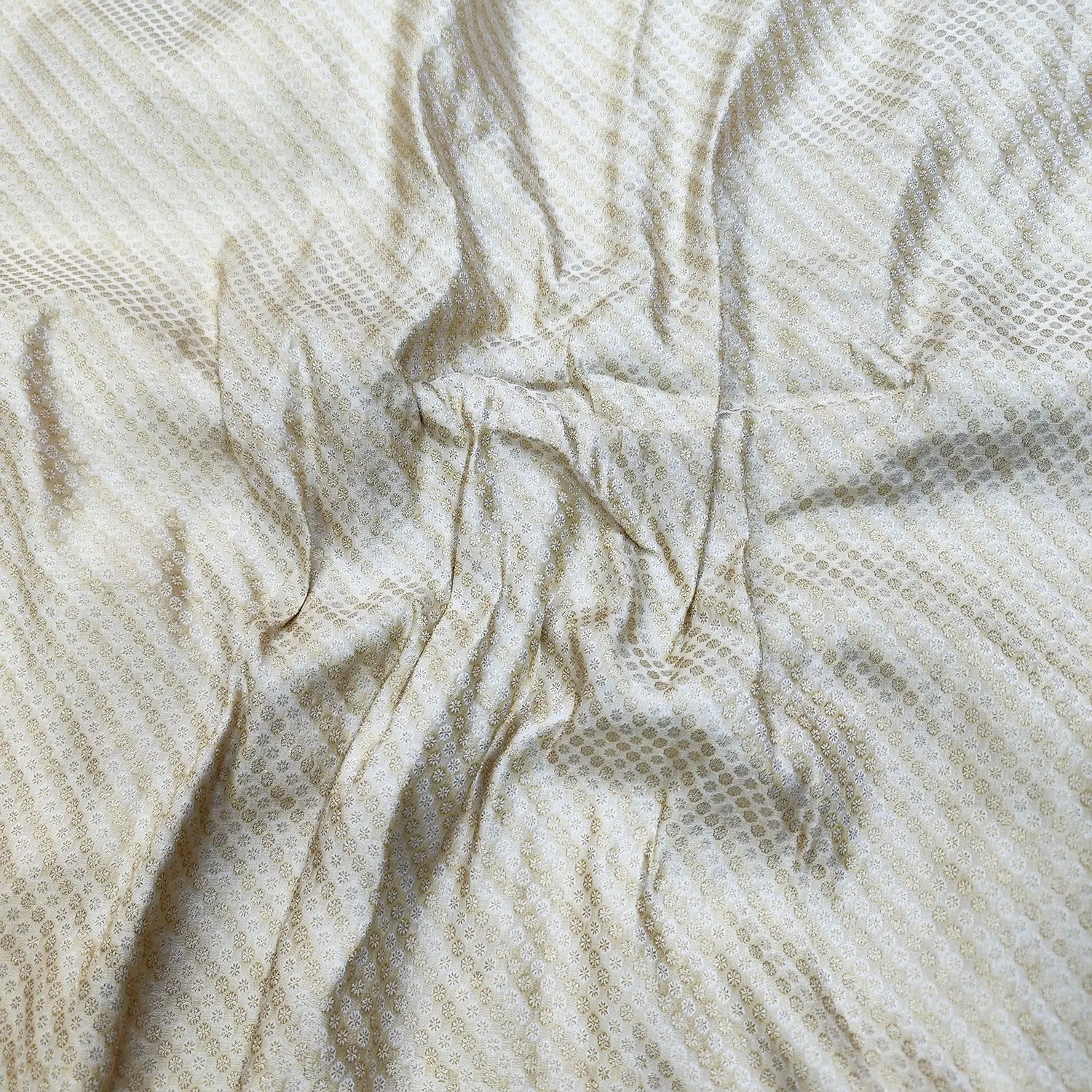 White Brocade Katan Silk Banarasi Fabric