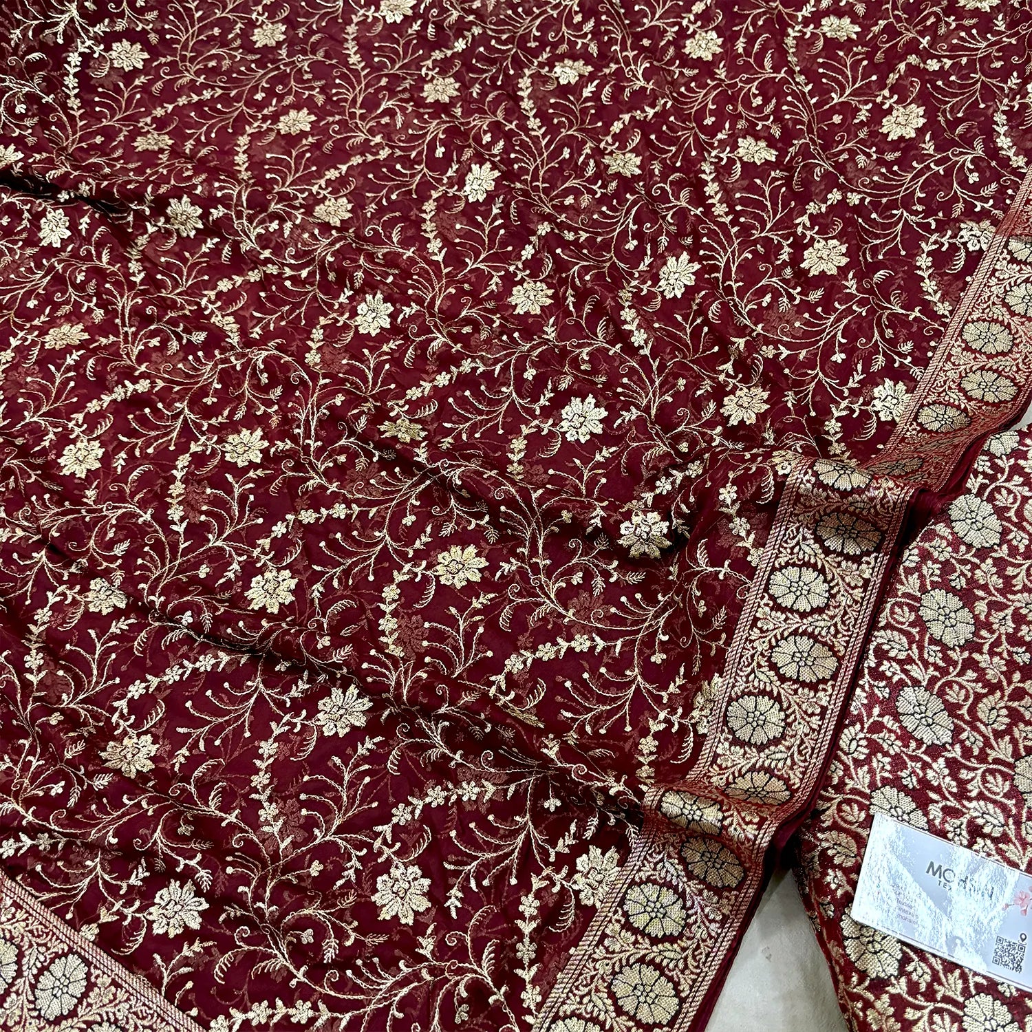 Wine Golden Zari Kimkhab Silk Banarasi Gharara