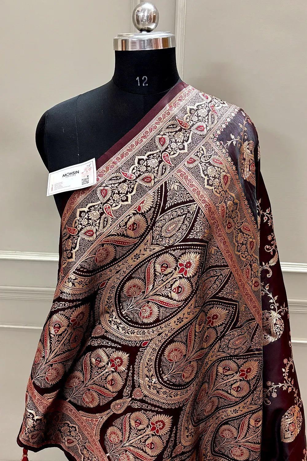 Wine Zari Katan Silk Banarasi Saree