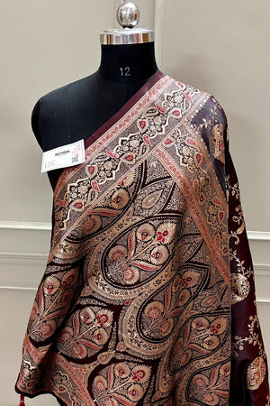 Wine Zari Katan Silk Banarasi Saree