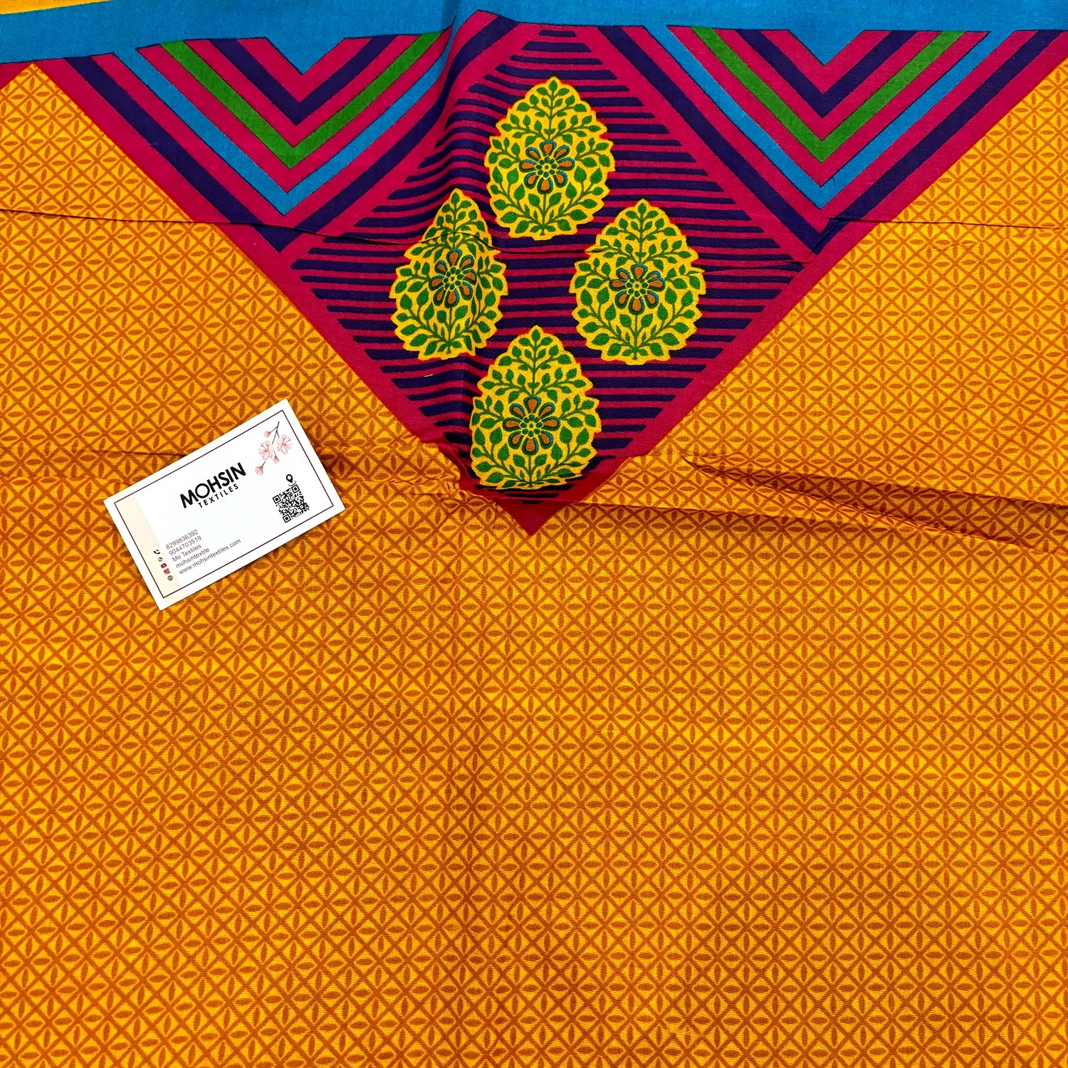 Yellow Printed Cotton Silk Salwar Suit