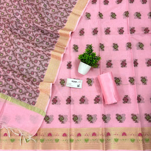 Baby Pink Meenakari Banarasi Silk Suit