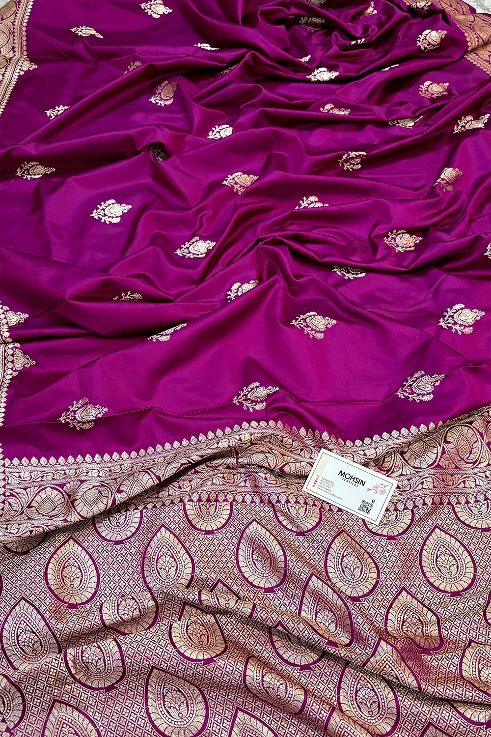 Magenta Kohinoor Buti Katan Silk Banarasi Saree