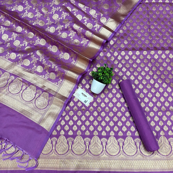 Mauve Gumbad Buti Katan Silk Banarasi Suit