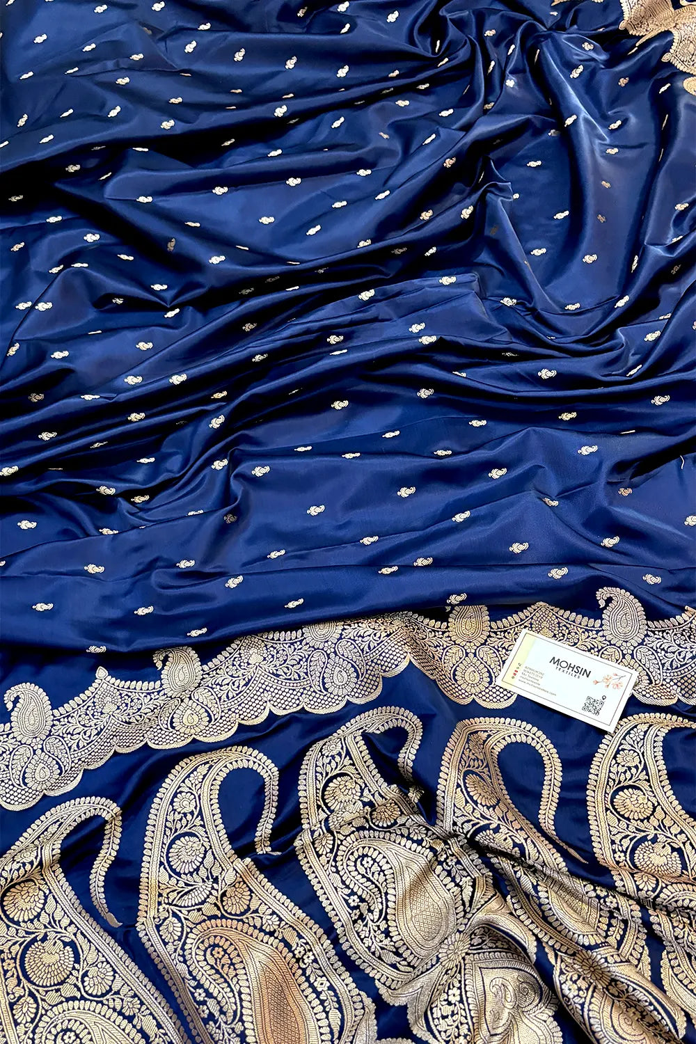 Navy Blue Deepak Buti Katan Silk Banarasi Saree