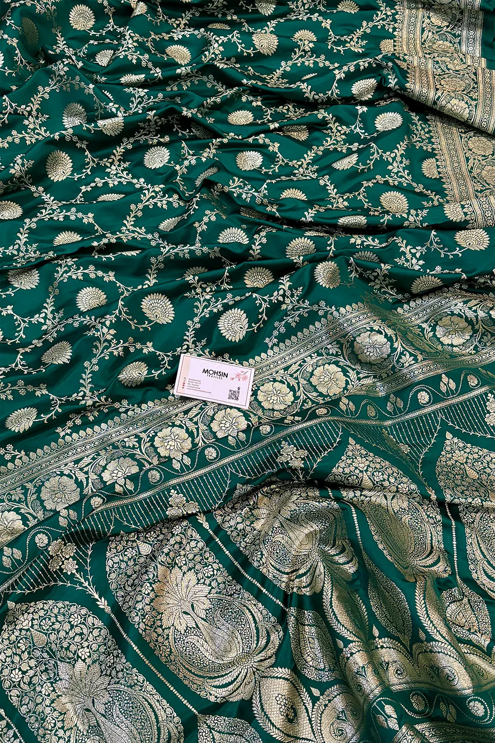 Teal Pankhuri Jaal Katan Silk Banarasi Saree
