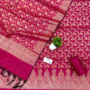 Pink Kalgha Jaal Banarasi Silk Suit
