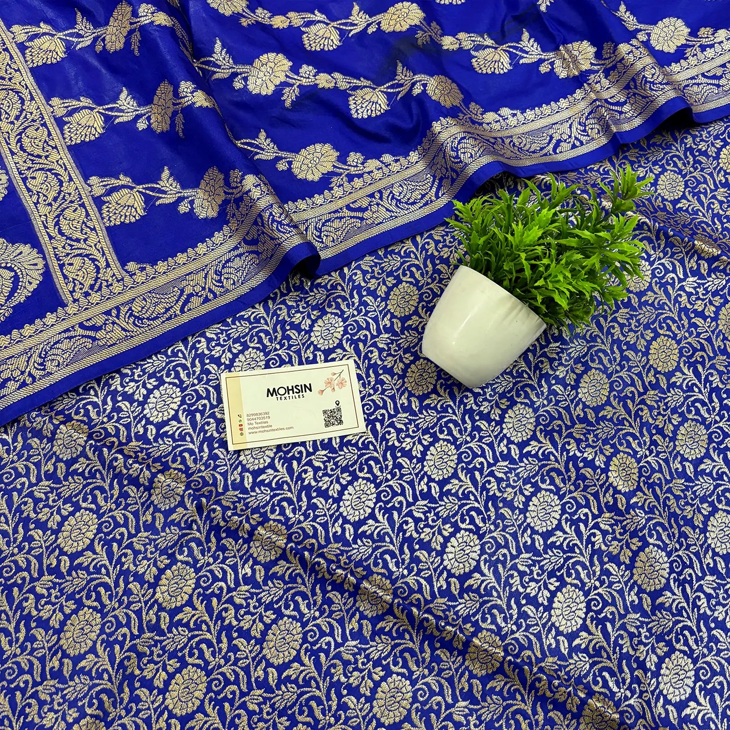 Royal Blue Golden Zari Katan Silk Banarasi Suit