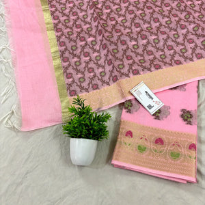 Baby Pink Meenakari Banarasi Silk Suit