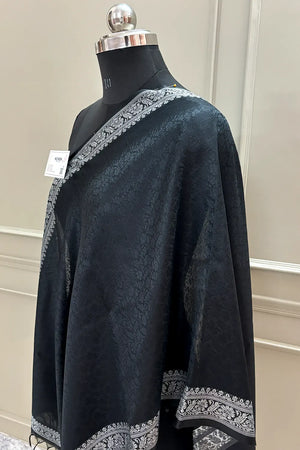 Black Resham Zari Silk Banarasi Stole