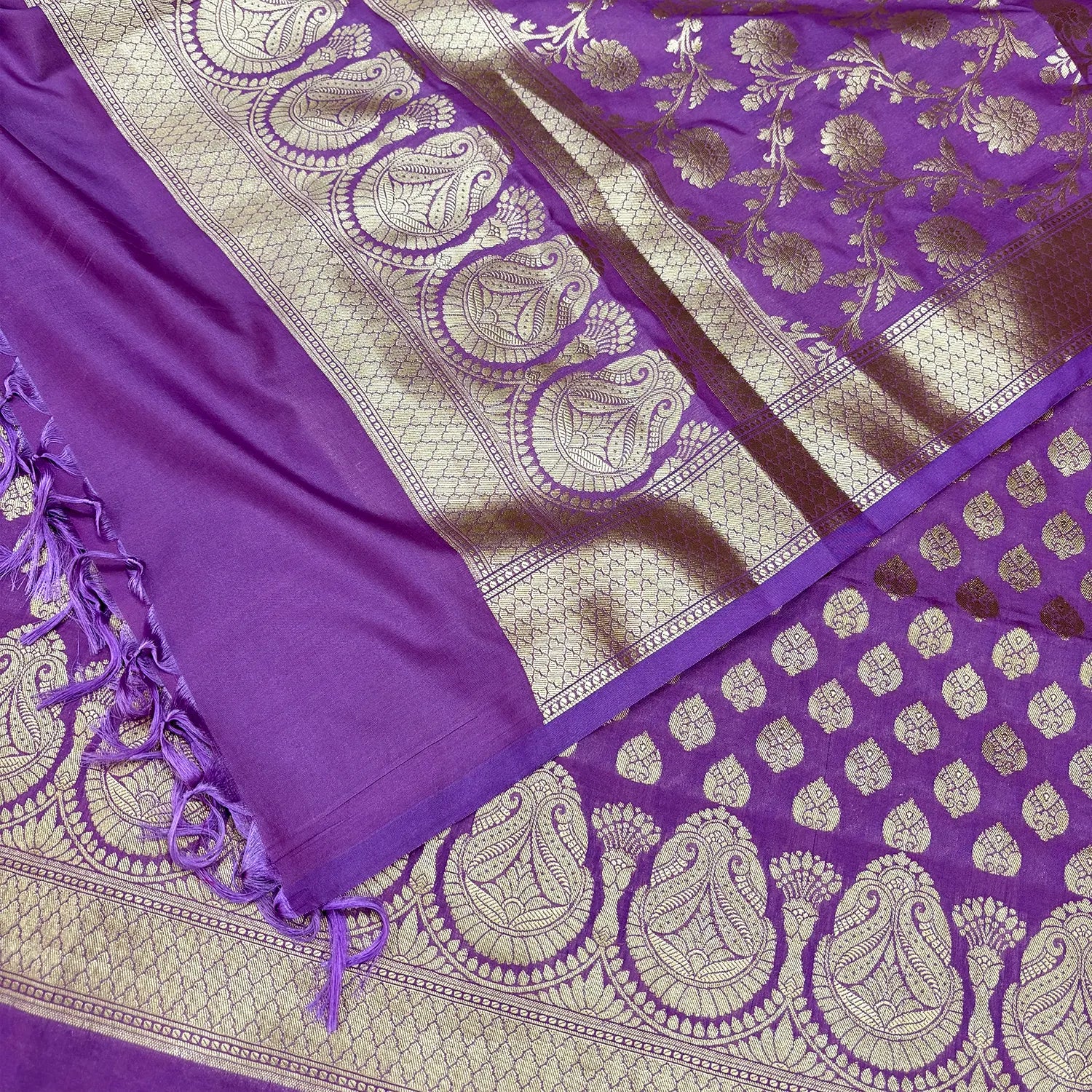 Mauve Gumbad Buti Katan Silk Banarasi Suit