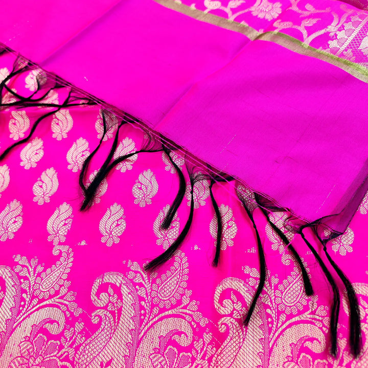 Pink Holika Satin Silk Banarasi Suit