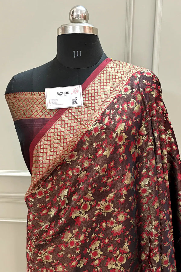 Maroon Jamawar Katan Silk Banarasi Saree