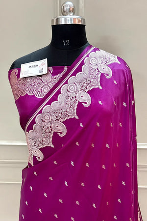 Purple Deepak Buti Katan Silk Banarasi Saree