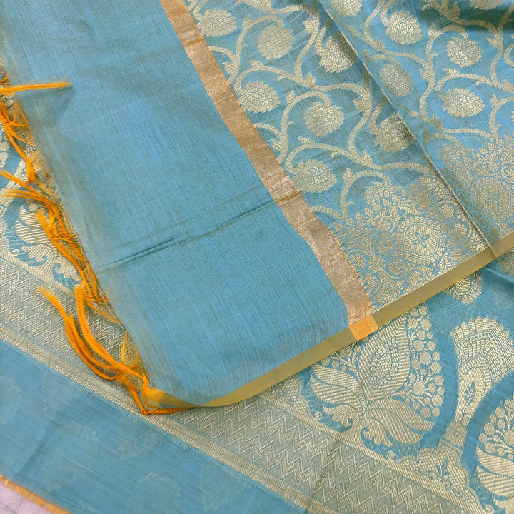 Firozi Ikka Buti Banarasi Silk Suit