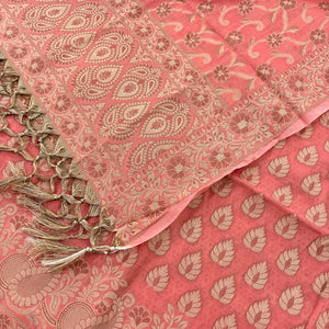 Peach Kacchi Carry Patta Cotton Silk Banarasi Suit