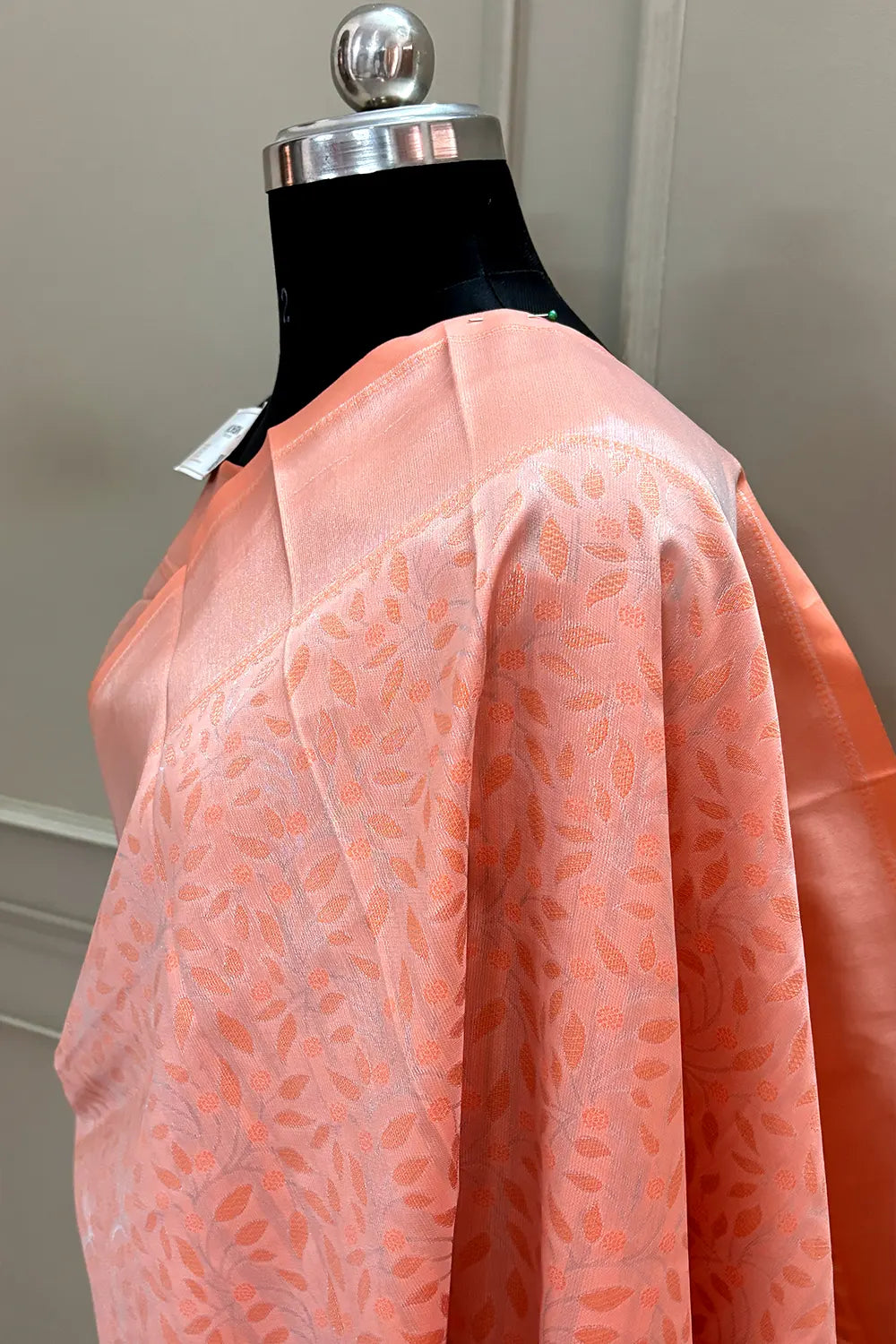 Peach Resham Zari Banarasi Silk Saree