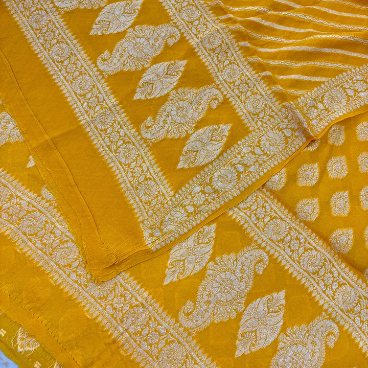 Yellow Jaguar Buti Georgette Silk Banarasi Suit